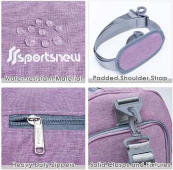 Sports Gym Bag with Wet Pocket & Shoe Compartment Fitness Workout Bag for Men and Women, Purple