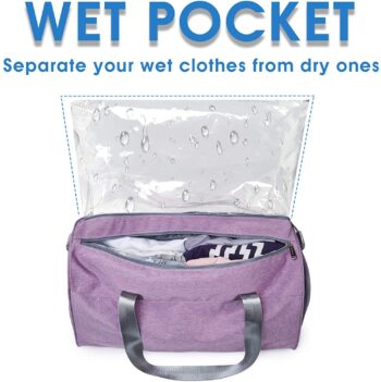 Sports Gym Bag with Wet Pocket & Shoe Compartment Fitness Workout Bag for Men and Women, Purple