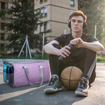 Sports Gym Bag with Wet Pocket & Shoe Compartment Fitness Workout Bag for Men and Women, Purple