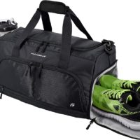 Ultimate Gym Bag 2.0: The Durable Crowdsource Designed Duffel Bag with 10 Optimal Compartments Including Water Resistant Pouch (Black, Medium (20"))