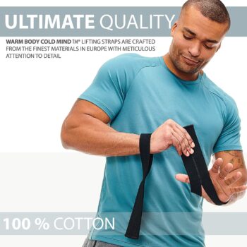 WARM BODY COLD MIND Lifting Wrist Straps for Olympic Weightlifting, Powerlifting, Bodybuilding, Functional Strength Training, for Crossfit - Heavy-Duty Cotton Wrist Wraps, Pair