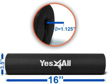 Yes4All Barbell Foam Nylon Bar Pad/PVC Bar Pad - 16 inches neck and shoulder protective Barbell Pad for Squats, Lunges & Hip Thrust - Fits 1” Standard and 2” Olympic Bars