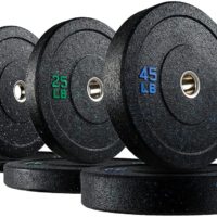 papababe Bumper Plates, Hi-Temp Olympic Weight Plates with Colored Fleck-Rubber Weights Plates for Weight Lifting and Strength Training