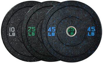 papababe Bumper Plates, Hi-Temp Olympic Weight Plates with Colored Fleck-Rubber Weights Plates for Weight Lifting and Strength Training