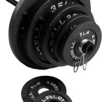 CAP Barbell 300 LB Cast Iron Olympic Weight Set with 7’ Olympic Bar, Black