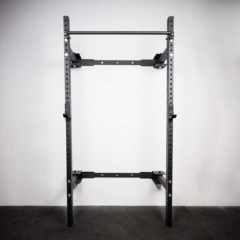 PRx Performance Murphy Rack Fold in Squat Rack, Wall Mounted Folding Power Rack, Weight Lifting Power Rack with Adjustable Pull Up Bar, Heavy Duty J-Cups, Home Gym Equipment