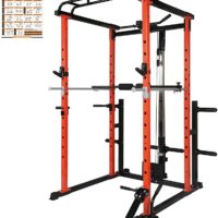 RitFit Power Cage with LAT Pull Down and 360° Landmine, 1000LB Capacity Power Rack Full Home Gym for Weightlifting, Come with J-Cups,Dip Bars and Other Attachments (Upgraded Version)