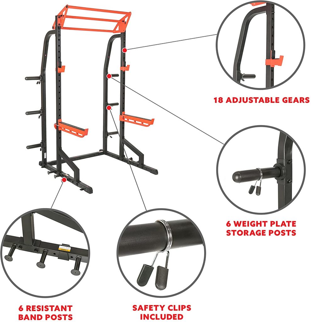 Sunny Health & Fitness Power Zone Half Rack Heavy Duty Performance...