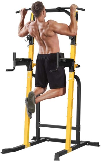 ZENOVA Power Tower Pull Up Bar Station Workout Dip Station Multi-Function Pull up Tower with J Hook Home Strength Training Workout Equipment