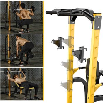 ZENOVA Power Tower Pull Up Bar Station Workout Dip Station Multi-Function Pull up Tower with J Hook Home Strength Training Workout Equipment