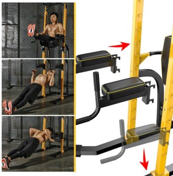 ZENOVA Power Tower Pull Up Bar Station Workout Dip Station Multi-Function Pull up Tower with J Hook Home Strength Training Workout Equipment