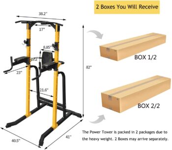 ZENOVA Power Tower Pull Up Bar Station Workout Dip Station Multi-Function Pull up Tower with J Hook Home Strength Training Workout Equipment