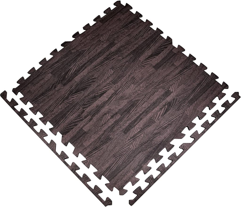 Yes4All EVA Interlocking Exercise Foam Floor Mats – 12″ X 12″ Tiles, 3/8″ Thick, Double-Sided Wood/Honeycomb Pattern, 12–36 Sq Ft Options