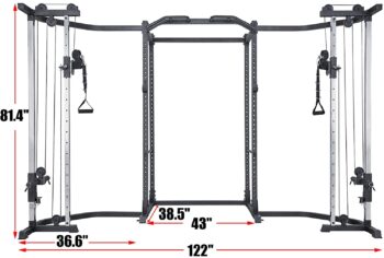 papababe Power Cage, Cable Crossover Machine, Power Rack Squat Rack with LAT Pull Down& Cable Crossover Attachments