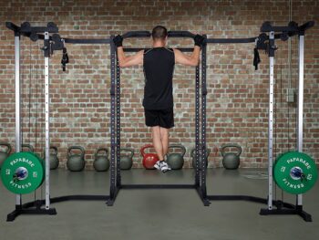 papababe Power Cage, Cable Crossover Machine, Power Rack Squat Rack with LAT Pull Down& Cable Crossover Attachments