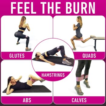 Vergali Fabric Booty Bands for Women Butt and Legs. Set of 4 Non Slip Cloth Resistance Working Out Band for Glute, Thigh, Squat with Workout Resistant Fitness Training Guide to Exercise at Home or Gym
