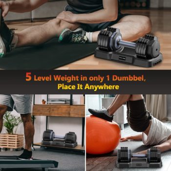 Adjustable Dumbbell 15-55lb Adjustable Dumbbell, Dumbbell Adjustable Weight for Exercises, Weights Dumbbells for Home and Gym, Full Body Workout Equipment, Single Adjustable Dumbbell for Men and Women