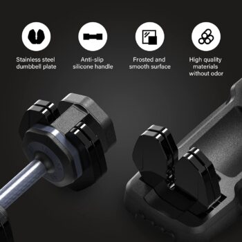 Adjustable Dumbbell 15-55lb Adjustable Dumbbell, Dumbbell Adjustable Weight for Exercises, Weights Dumbbells for Home and Gym, Full Body Workout Equipment, Single Adjustable Dumbbell for Men and Women