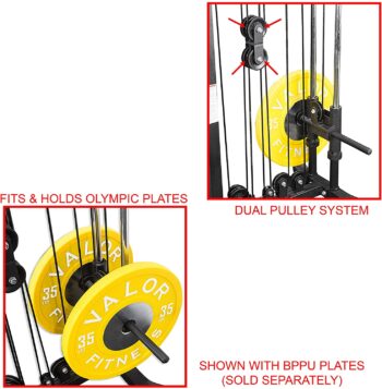 Valor Fitness BD-61 Cable Crossover Station with LAT Pull, Row Bar, and Multi-Grip Pull-Up Station