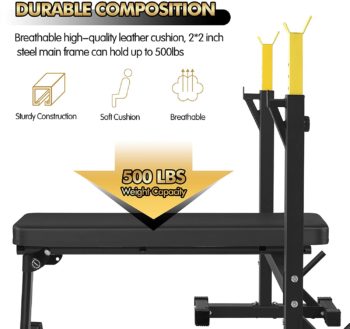 Bench Press, CANPA Olympic Weight Bench with Squat Rack Workout Bench Adjustable Barbell Rack Stand Strength Training Home Gym Multi-Function…