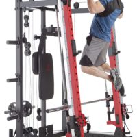 Marcy Smith Machine Cage System Home Gym Multifunction Rack, Customizable Training Station SM-4033, Red