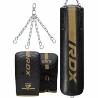 RDX F6 KARA 5ft 3-in-1 Punch Bag & Bag Gloves Golden Filled Set