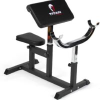 Titan Fitness Adjustable Preacher Curl Station, Seated Strength Training Bench, Rated 250 LB, Bicep Home Gym Fitness Equipment