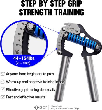 GD Iron Grip 70 Hand Grip Strengthener (Adjustable Hand Grip) Wrist and Forearm Strength Trainer Hand Strengthner