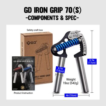 GD Iron Grip 70 Hand Grip Strengthener (Adjustable Hand Grip) Wrist and Forearm Strength Trainer Hand Strengthner