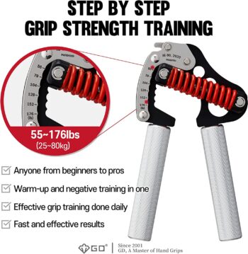 GD Iron Grip Rinforzante Per Impugnatura – Regolabile 12 Livelli (13-82 Kg) Per Avambracci E Polsi