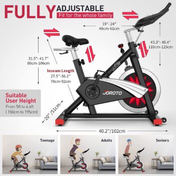 JOROTO Belt Drive Indoor Cycling Bike with Magnetic Resistance Exercise Bikes Stationary ( 300 Lbs Weight Capacity )