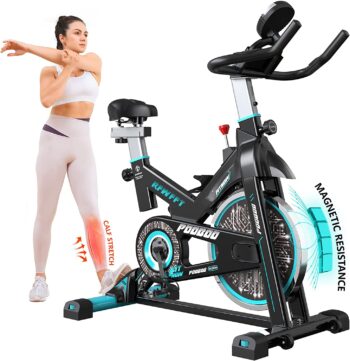 pooboo Magnetic Resistance Indoor Cycling Bike, Belt Drive Indoor Exercise Bike Stationary LCD Monitor with Ipad Mount ＆Comfortable Seat Cushion for Home Cardio Workout Cycle Bike Training 2022 Upgraded Version