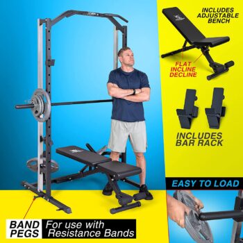 ANYTHING SPORTS Compact Smith Machine with Adjustable Bench