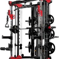 Altas Strength Home Gym Smith Machine with Pulley System Gym Squat Rack Pull Up Bar Upper Body Strength Training Leg Developer Light Commercial Fitness Equipment Included Accessories 3058