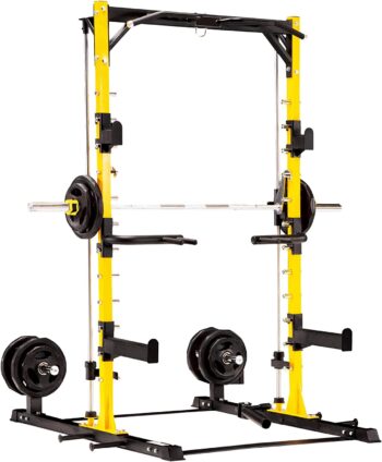 Altas Strength Squat Rack Power Cage Function Half Smith Workout Light Commercial Home Gym Fitness Equipment Tower Weight Lifting Machine Upper Body Strength Training 3035