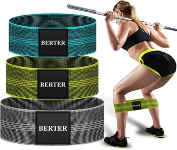 BERTER Resistance Bands for Legs and Butt, Workout Exercise Hip Bands, Fitness Booty Loop Non-Slip Bands for Squats, Deadlifts, Yoga, Sport, Pack of 3