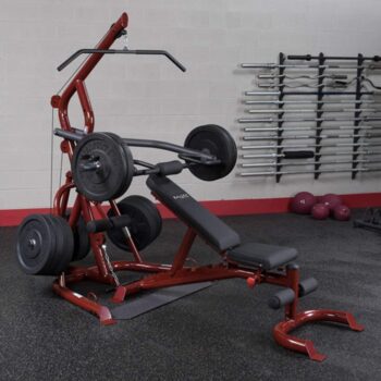 Body-Solid GLGS100P4 Corner Leverage Gym Package with GFID100 Bench