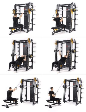 ALTAS Strength AL-3000F Multi Function Smith Machine Black and Yellow 2000IB Workout Light Commercial Fitness Equipment