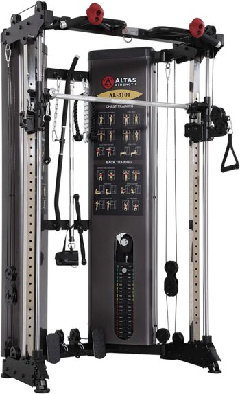 Altas Strength Folding Home Gym Smith Machine with Pulley System Gym Squat Rack Weight Bar Upper Body Strength Training Leg Developer Commercial Fitness Equipment Included Accessories 3101