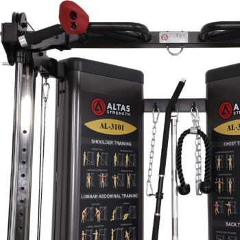 Altas Strength Folding Home Gym Smith Machine with Pulley System Gym Squat Rack Weight Bar Upper Body Strength Training Leg Developer Commercial Fitness Equipment Included Accessories 3101