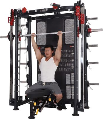 Altas Strength Home Gym Equipment Smith Machine with Pulley System Gym Squat Rack Pull Up Bar Upper Body Strength Training Leg Developer Light Commercial Fitness Equipment Included Accessories 3000Y