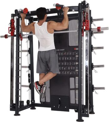 Altas Strength Home Gym Equipment Smith Machine with Pulley System Gym Squat Rack Pull Up Bar Upper Body Strength Training Leg Developer Light Commercial Fitness Equipment Included Accessories 3000Y