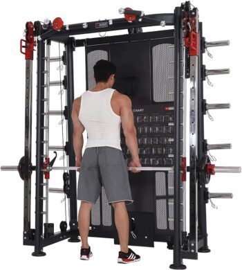 Altas Strength Home Gym Equipment Smith Machine with Pulley System Gym Squat Rack Pull Up Bar Upper Body Strength Training Leg Developer Light Commercial Fitness Equipment Included Accessories 3000Y