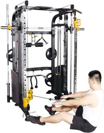 Altas Strength Smith Machine Light Commercial Home Gym Total Body Cage Workout Gym Equipment Tower Squat Rack with Pulley Ratio 2:1 Weight Lifting Machine Leg Press Strength Training M810
