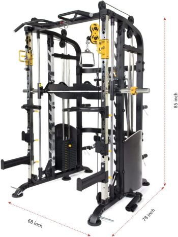 Altas Strength Smith Machine Light Commercial Home Gym Total Body Cage Workout Gym Equipment Tower Squat Rack with Pulley Ratio 2:1 Weight Lifting Machine Leg Press Strength Training M810