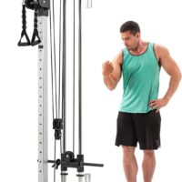 Merax Wall Mount Cable Station with Adjustable Dual Pulley System Pull Down Fitness Station