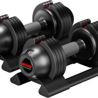 ALTLER Adjustable Dumbbell, 22lb/25lb/44lb/52lb Single Dumbbell Set with Tray for Workout Strength Training Fitness, Adjustable Weight Dial Dumbbell with Anti-Slip Handle and Weight Plate for Home Exercise