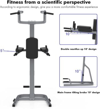 Commercial Vertical Knee Lift, Push-ups and Push-ups, Multifunctional Fitness Equipment, Cage Squat Rack, Core Exercises (White, One Size)