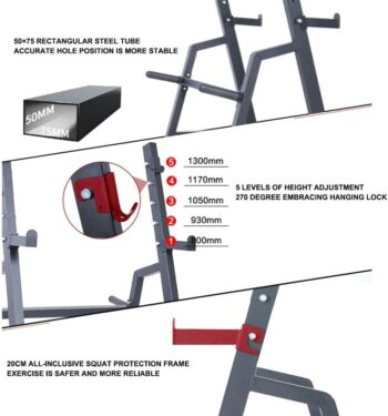 FBITE Squat Rack Weight Bench Bench Press Rack Barbell Rack Commercial Fitness Equipment Multi-Function Sports Equipment - Image 5