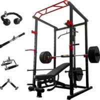 IFAST Multi-Functional Power Cage,Home Adjustable Pullup Squat Rack 1000Lbs Capacity Comprehensive Fitness Barbell Rack